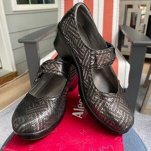 Alegria Ella Mary Jane Pewter Dazzler Silver Snake Print US 8-8.5 (EU39)